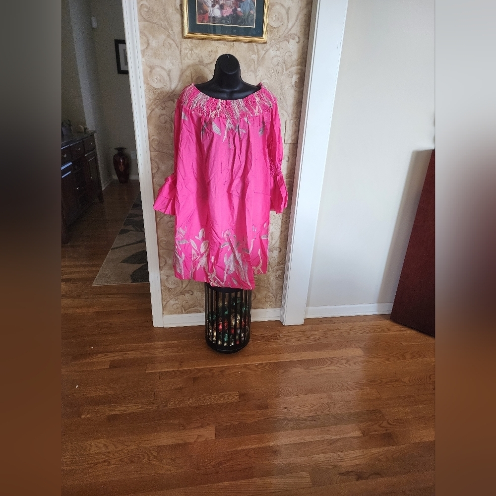 Chic Me Pink Embroidered Tunic Dress 4XL